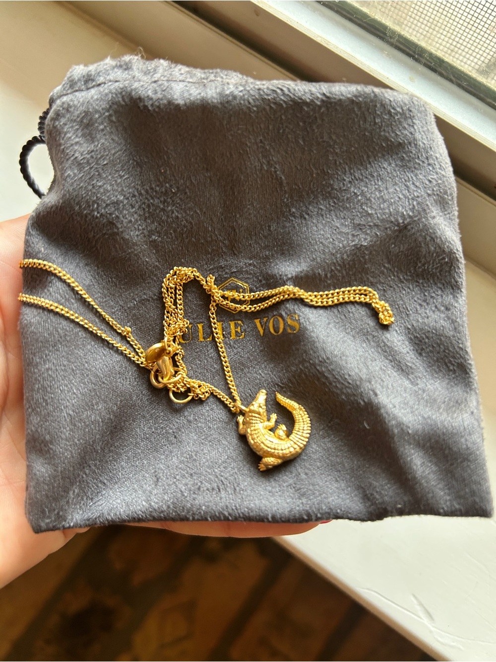 Julie Vos Gold alligator Pendant Necklace